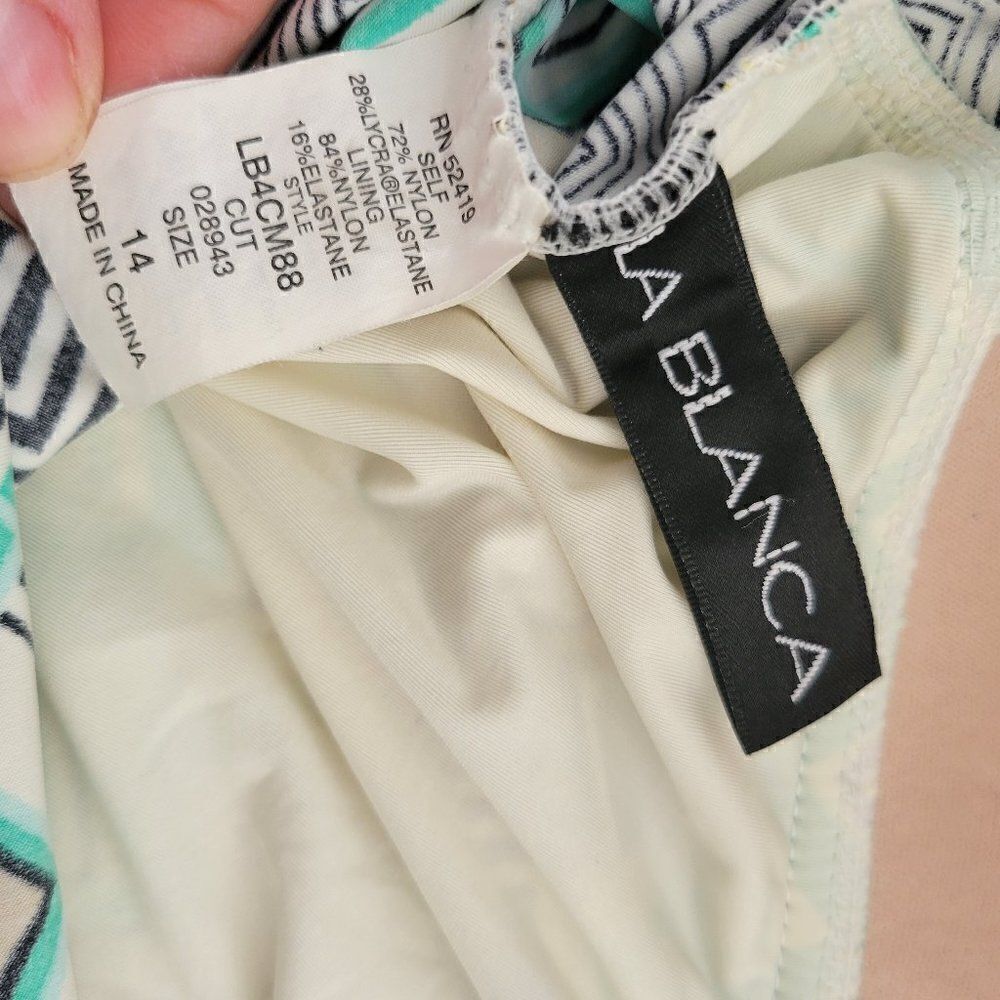 LA BLANCA Stripe Halter Tankini Top size 14 - Picture 3 of 5